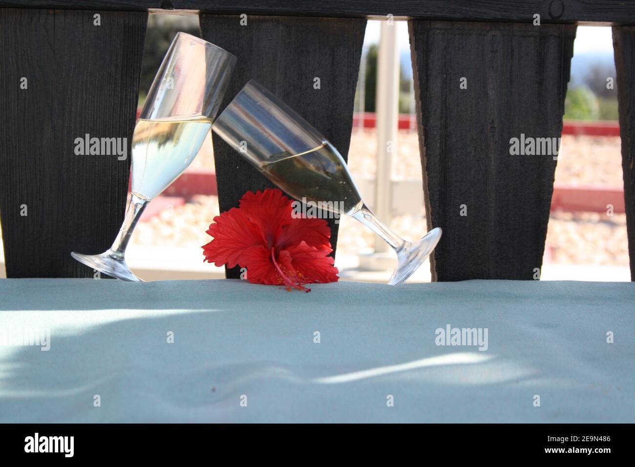 Flûtes à champagne inclinables Banque D'Images