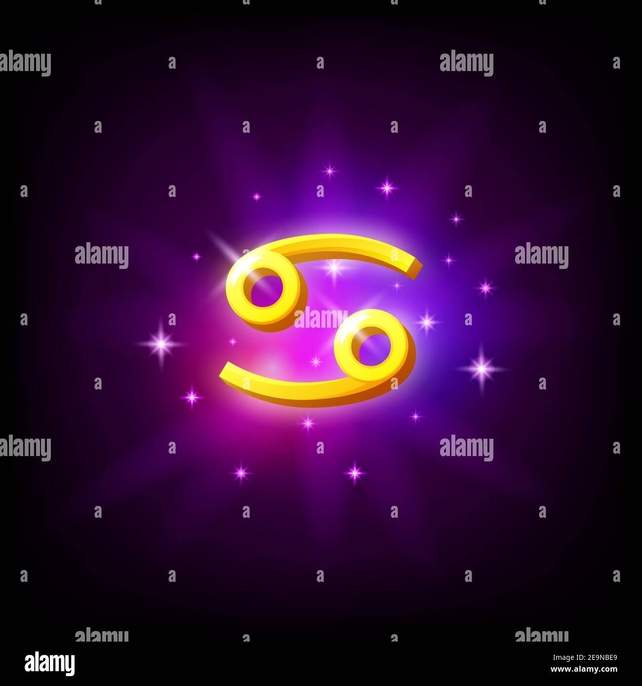 icône de cancer constellation dans l'espace sur fond sombre avec galaxie et étoiles. Signe du zodiaque de l'eau Illustration du vecteur. Illustration de Vecteur