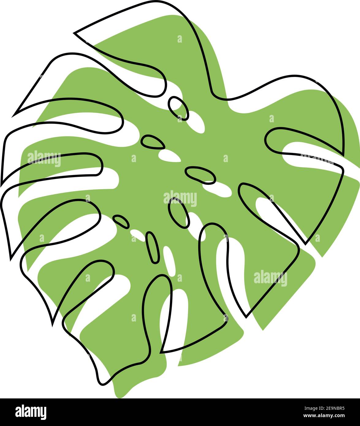 Les feuilles de Monstera sont tracées sur une seule ligne. Art contemporain sur une seule ligne feuilles exotiques. Illustration vectorielle isolée sur fond blanc. Illustration de Vecteur