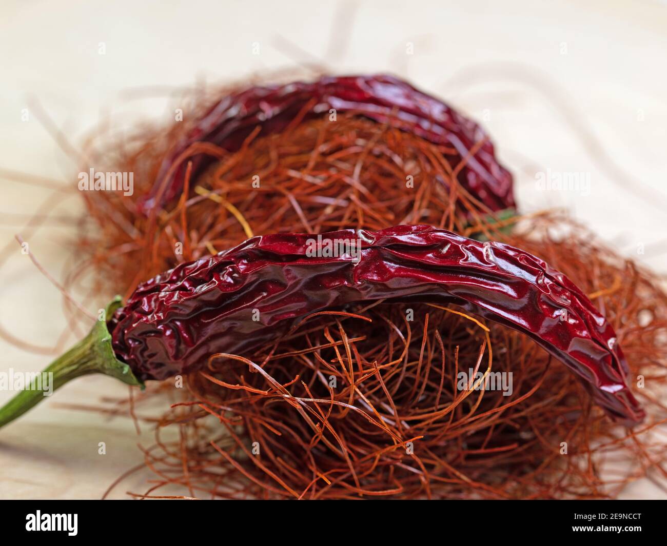 Filets de Chili et gousse de Chili en gros plan Banque D'Images