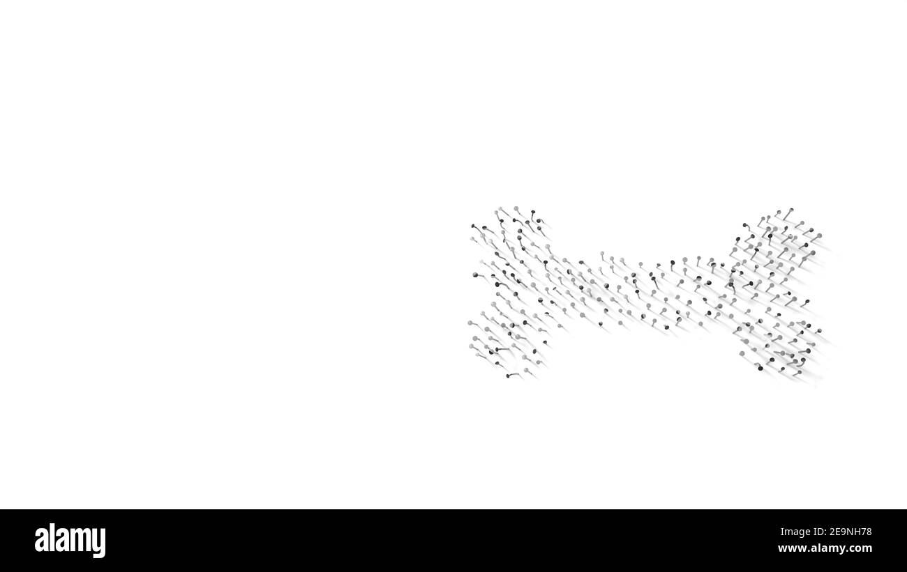 rendu 3d des clous en forme de symbole de simple os avec ombres isolées sur fond blanc Banque D'Images
