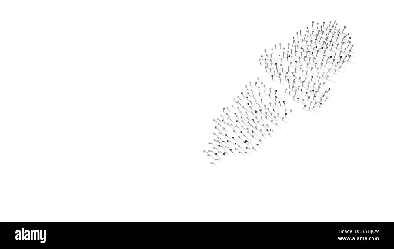 rendu 3d des ongles en forme de symbole médical compte-gouttes avec ombres isolées sur fond blanc Banque D'Images