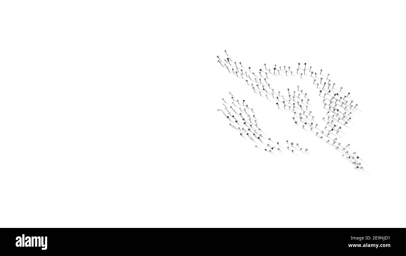 rendu 3d des ongles en forme de symbole de l'œil avec barre oblique avec ombres isolées sur fond blanc Banque D'Images
