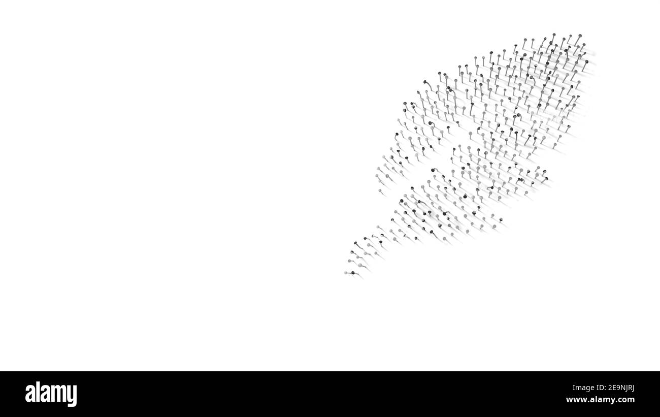 rendu 3d des clous en forme de symbole de netteté plume avec ombres isolées sur fond blanc Banque D'Images