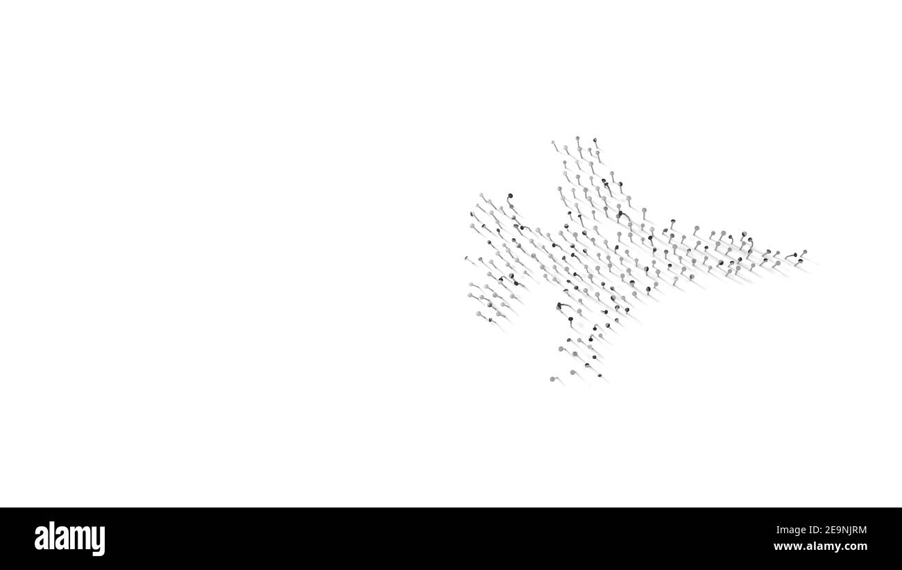 rendu 3d des ongles en forme de symbole de combat avion de chasse falcon avec ombres isolées sur fond blanc Banque D'Images