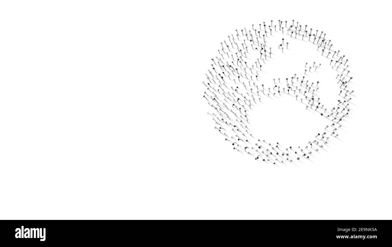 rendu 3d des clous en forme de symbole de globe Europe continent avec des ombres isolées sur fond blanc Banque D'Images