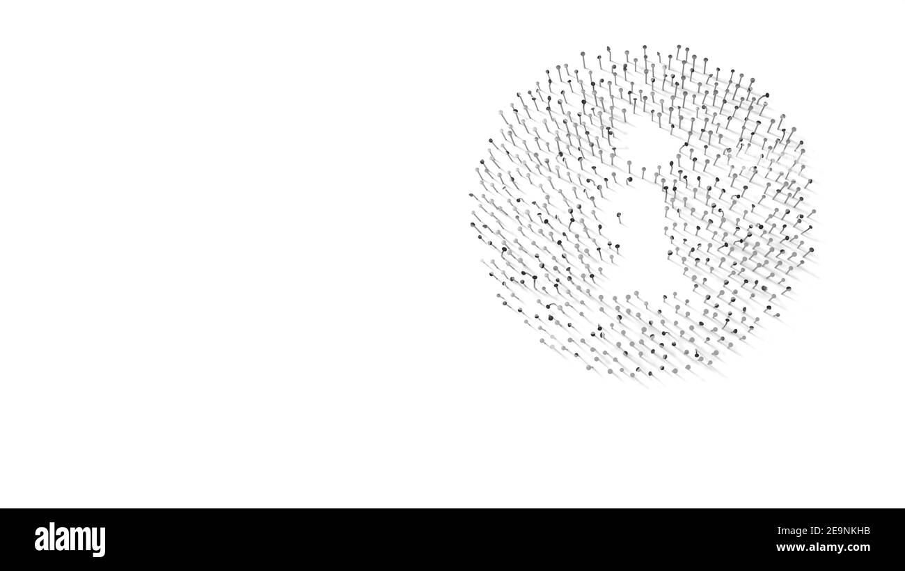 rendu 3d des ongles en forme de symbole d'information signe en cercle avec des ombres isolées sur fond blanc Banque D'Images
