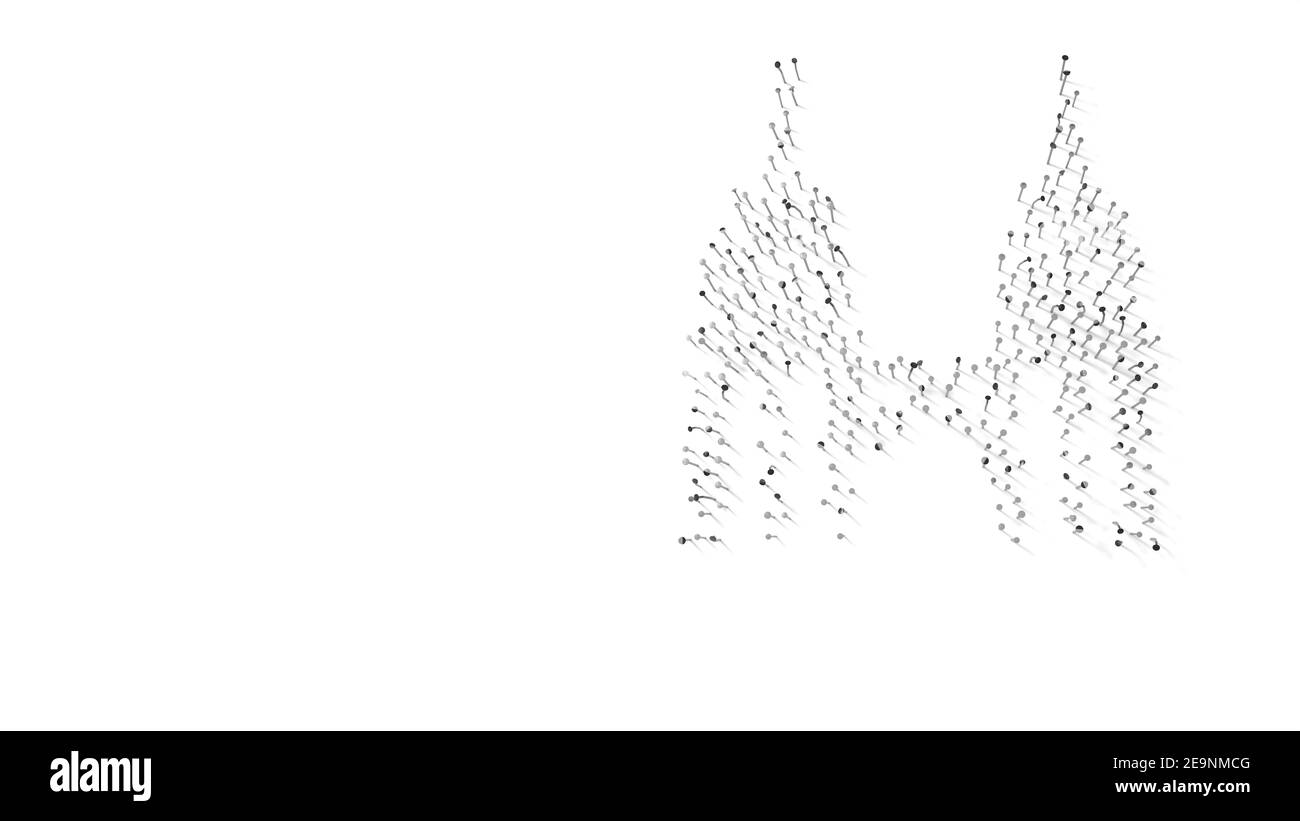 Rendu 3d des ongles en forme de symbole de Petronas tour double avec ombres isolées sur fond blanc Banque D'Images