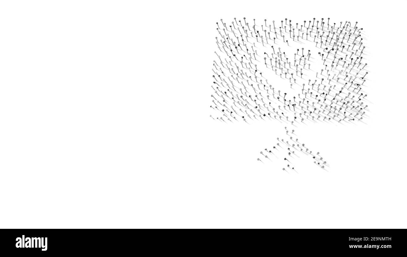 rendu 3d des ongles en forme de symbole de présentation planche avec coeur avec ombres isolées sur fond blanc Banque D'Images