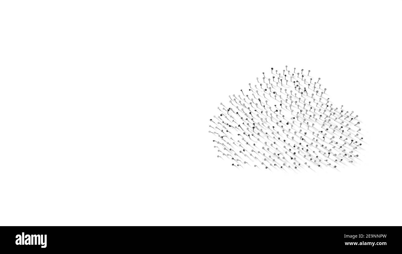 rendu 3d des clous en forme de symbole de nuage avec des ombres isolées sur fond blanc Banque D'Images