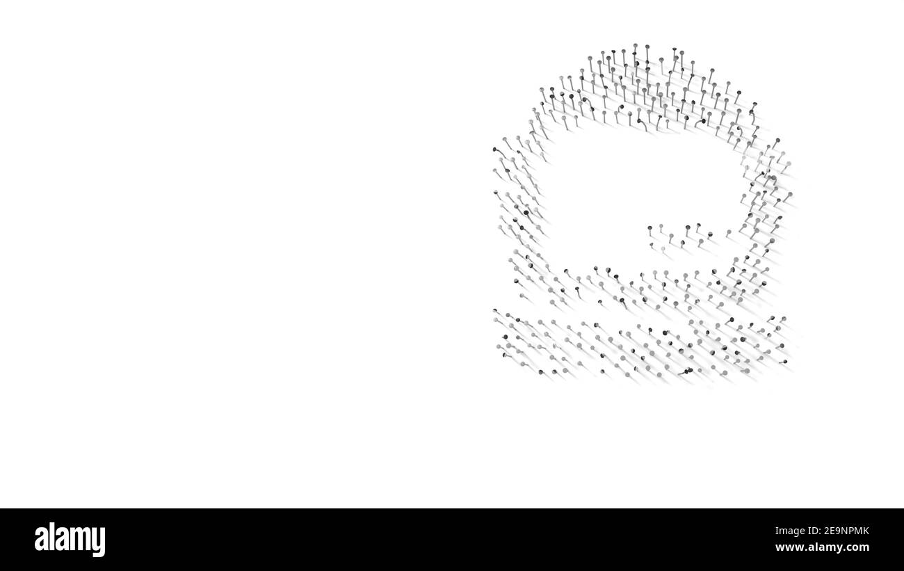 rendu 3d des ongles en forme de symbole de l'astronaute tête de casque avec ombres isolées sur fond blanc Banque D'Images
