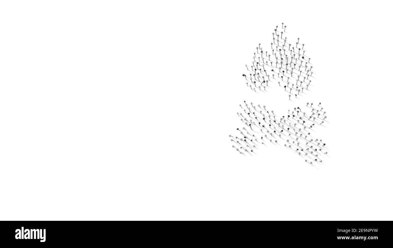 rendu 3d des clous en forme de symbole de feu de camp bois brûlant avec des ombres isolées sur fond blanc Banque D'Images