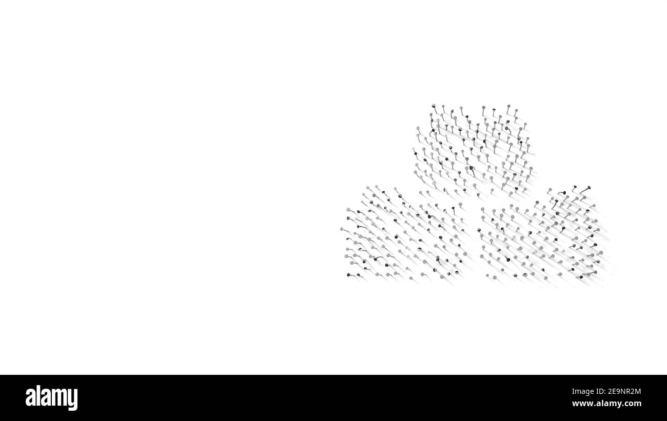 rendu 3d des clous en forme de symbole de blocs jeu pour les enfants avec des ombres isolées sur fond blanc Banque D'Images