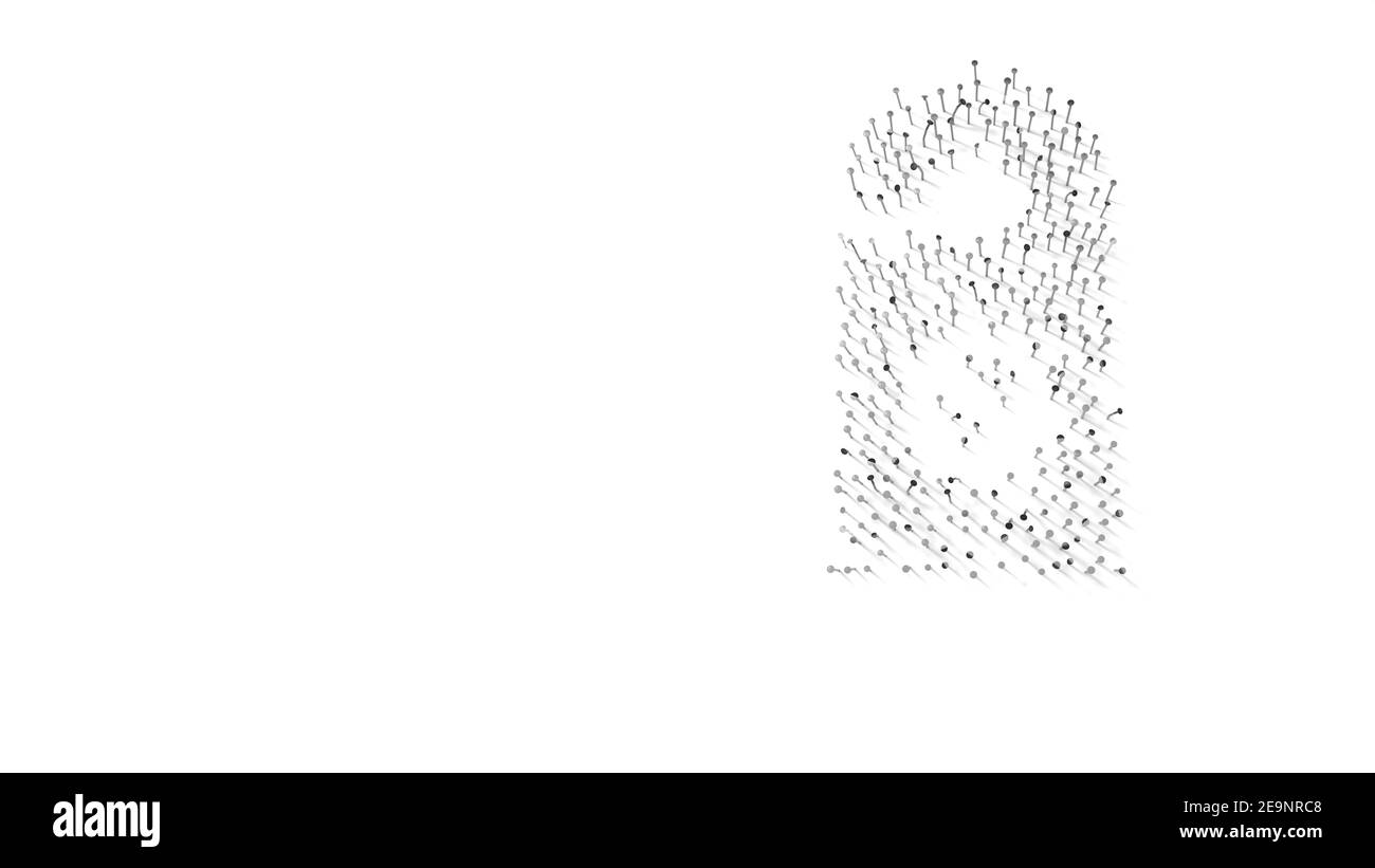 rendu 3d des ongles en forme de symbole de do étiquette « ne pas déranger » sur la porte avec ombres isolées arrière-plan blanc Banque D'Images