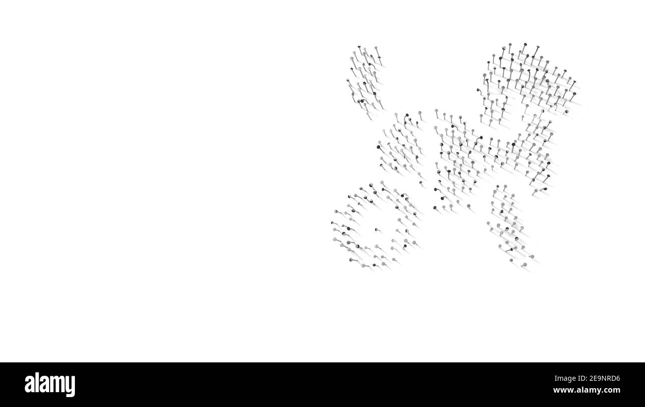 rendu 3d des ongles en forme de symbole de chien avec des ombres isolées sur fond blanc Banque D'Images