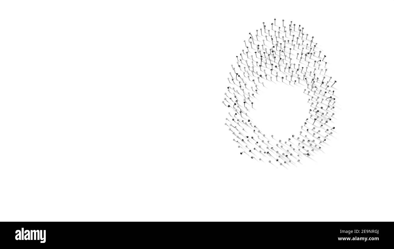 rendu 3d des ongles en forme de symbole de bouilli œuf avec ombres isolées sur fond blanc Banque D'Images