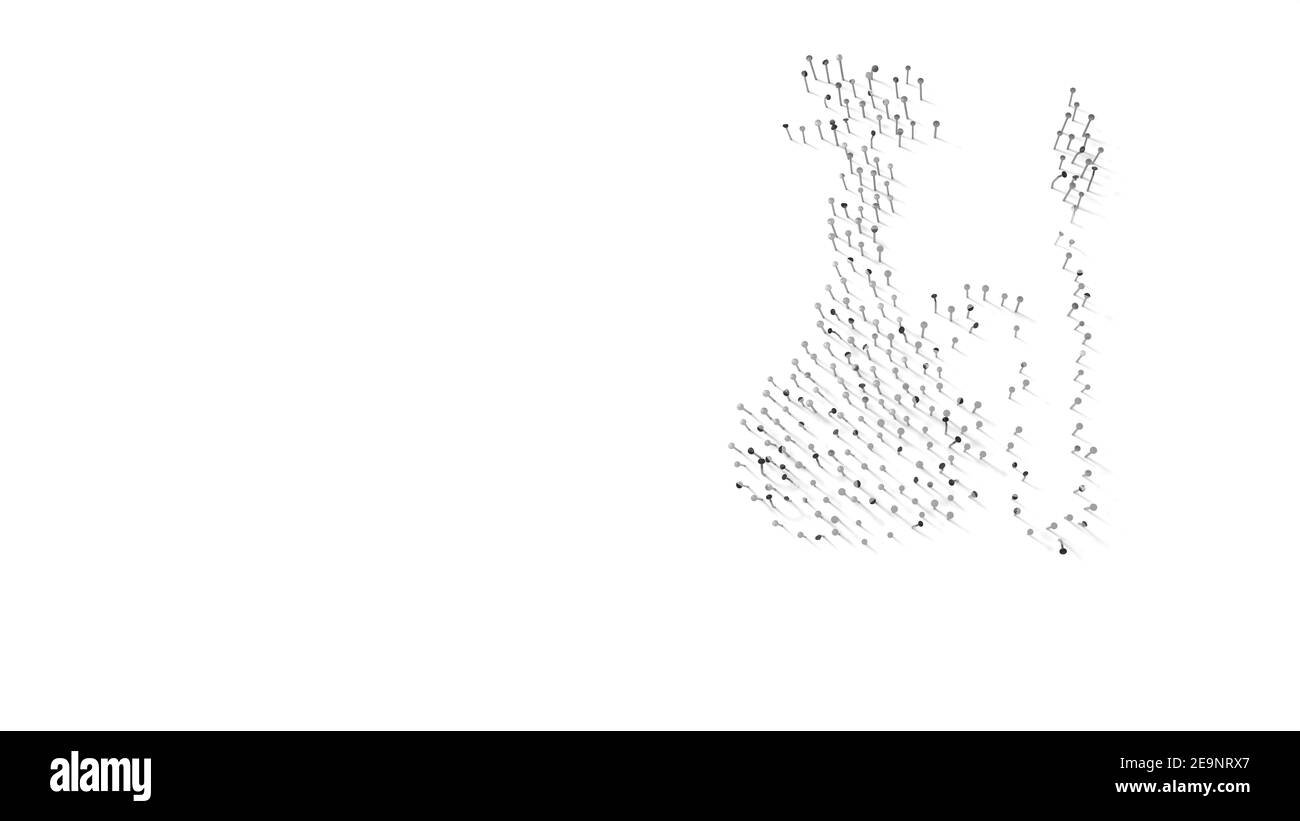 rendu 3d des ongles en forme de symbole du narguilé ou un tuyau d'eau avec des ombres isolées sur fond blanc Banque D'Images