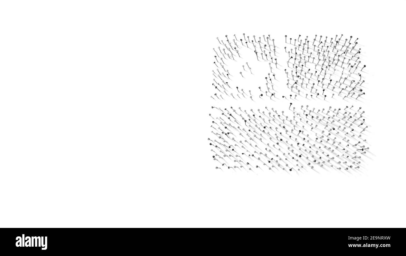 rendu 3d des ongles en forme de symbole du chili drapeau avec ombres isolées sur fond blanc Banque D'Images