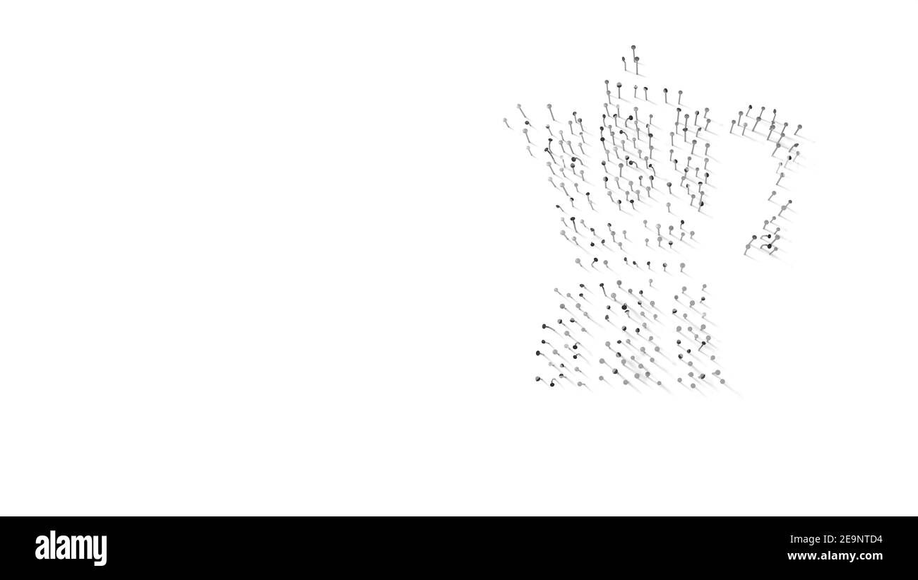 rendu 3d des ongles en forme de symbole de moka cafetière avec ombres isolées sur fond blanc Banque D'Images
