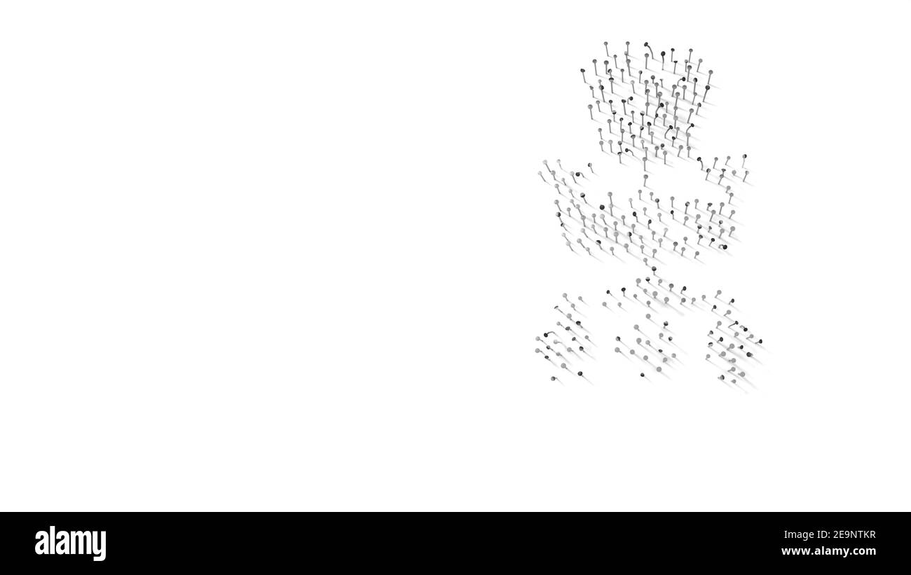 rendu 3d des ongles en forme de symbole de bureau chaise avec roulettes avec ombres isolées sur fond blanc Banque D'Images