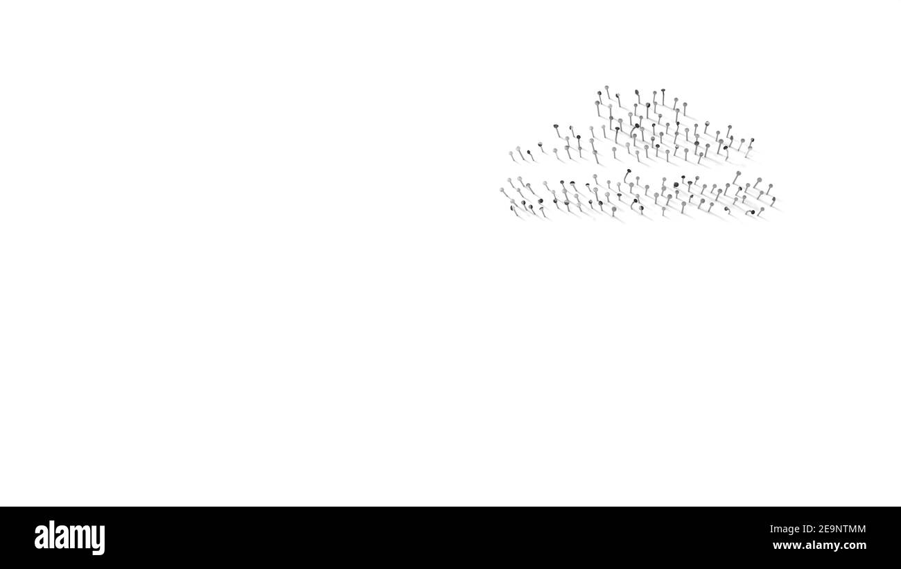 rendu 3d des clous en forme de symbole de pot dans la cuisine pour cuisiner avec des ombres isolées sur blanc arrière-plan Banque D'Images