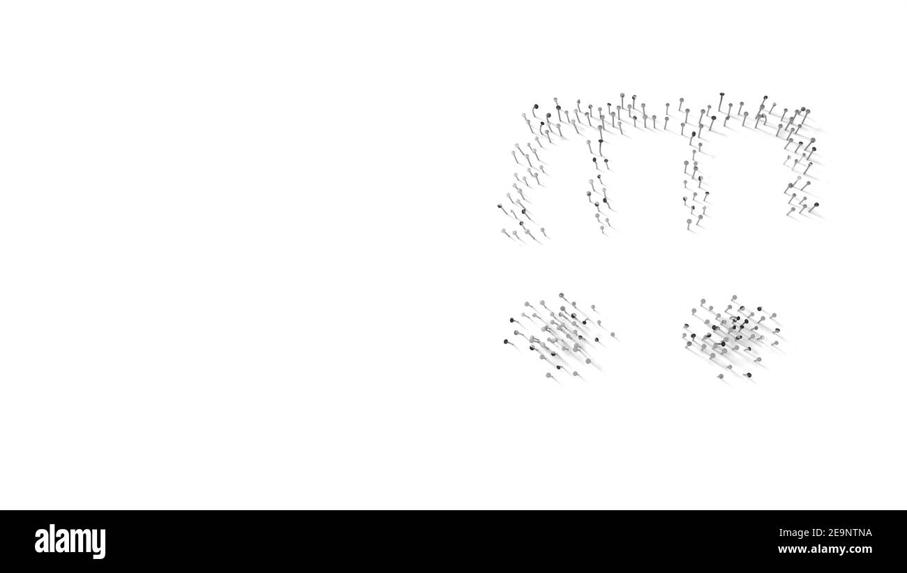 rendu 3d des ongles en forme de symbole de petit bus public avec ombres isolées sur fond blanc Banque D'Images