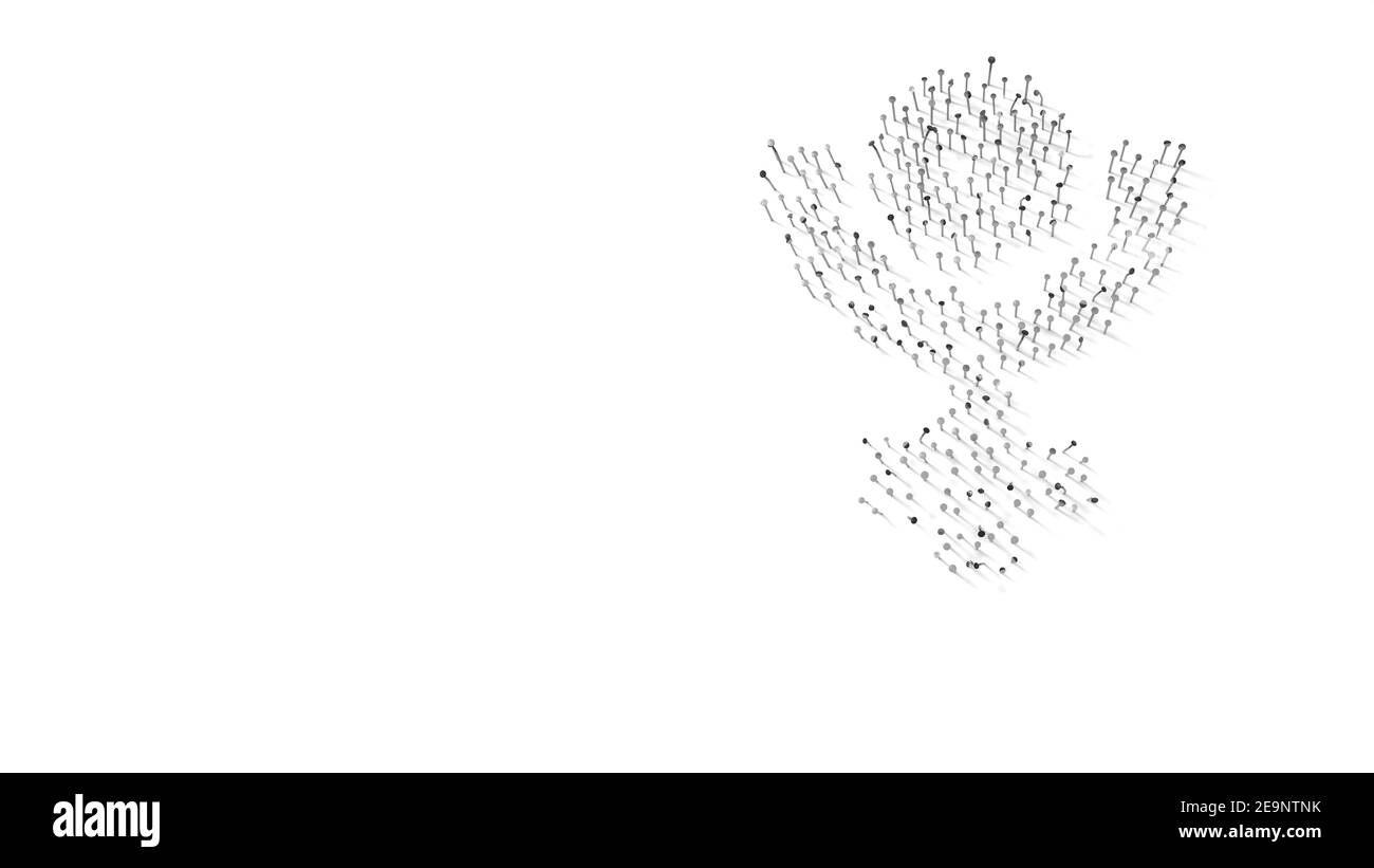 Rendu 3d des clous en forme de symbole de Pluton planète dans l'espace avec des ombres isolées sur fond blanc Banque D'Images