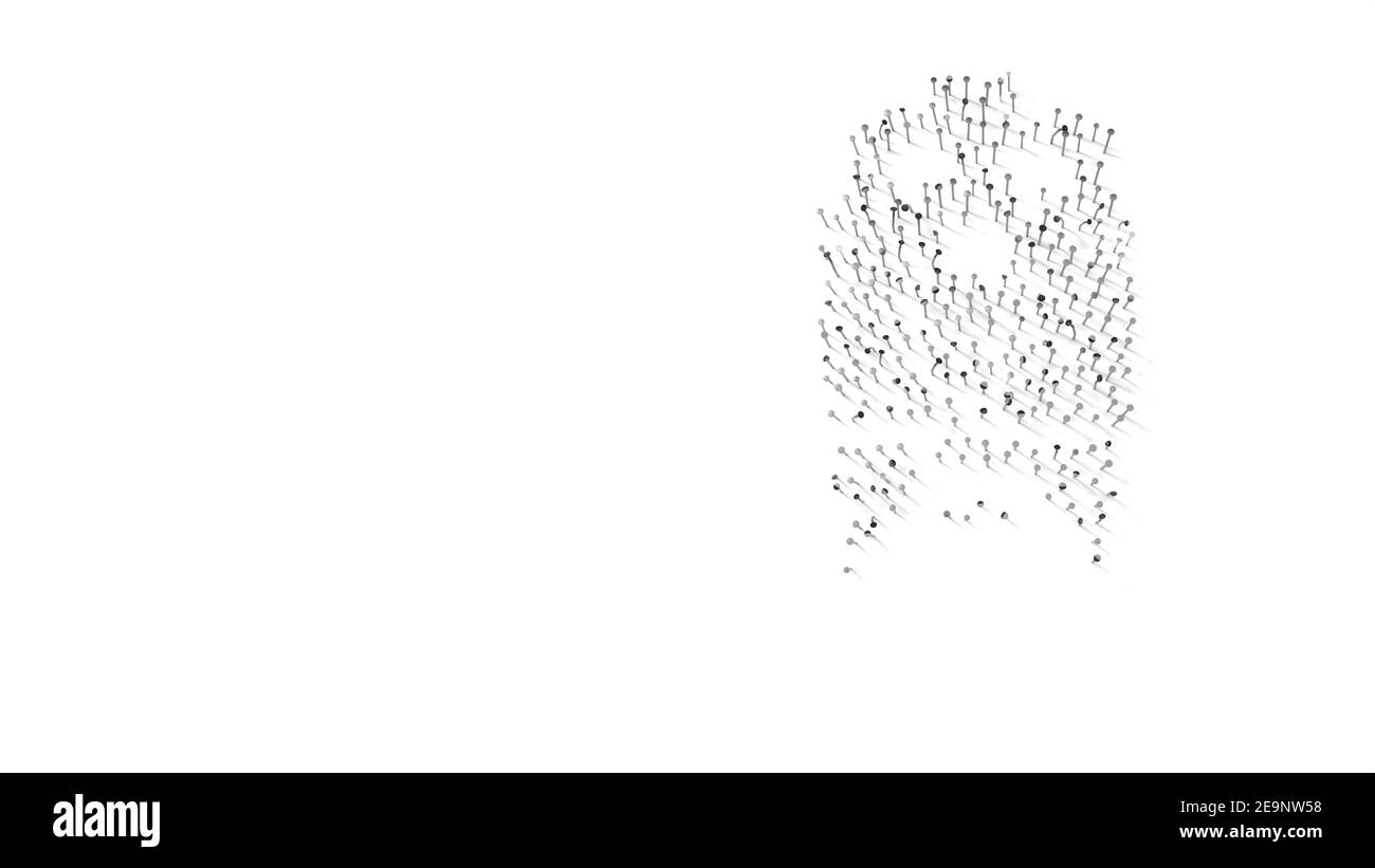 rendu 3d des clous en forme de symbole de train vue de face avec ombres isolées sur fond blanc Banque D'Images