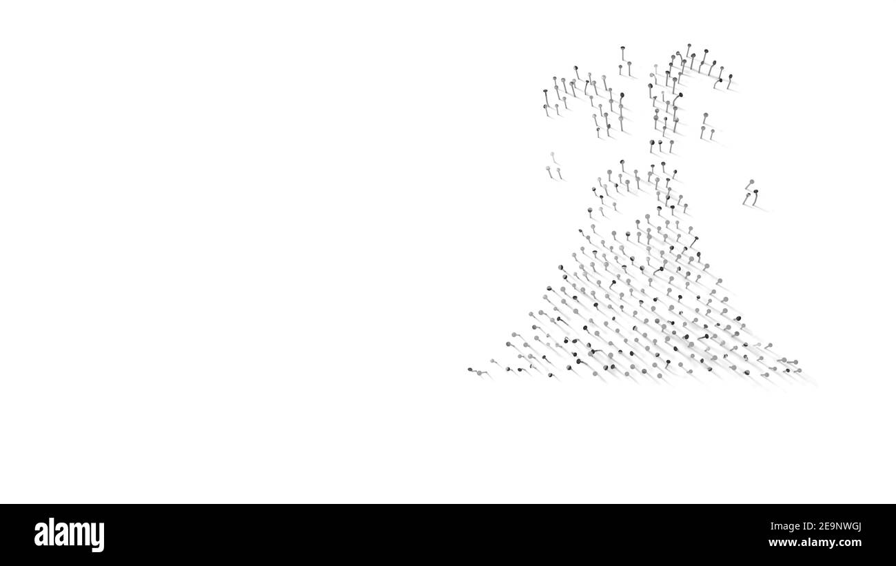 rendu 3d des ongles en forme de symbole du volcan avec lave avec ombres isolées sur fond blanc Banque D'Images
