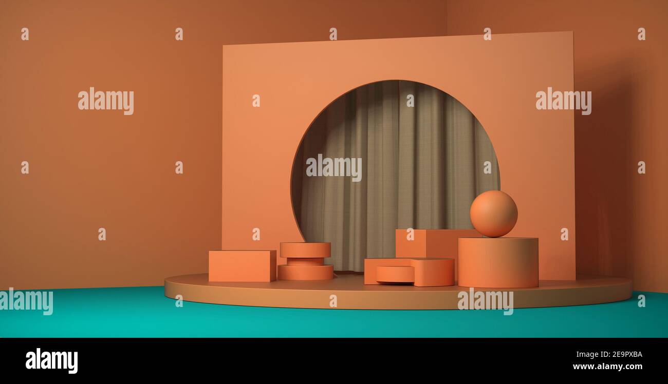 Forme dans un scénario 3D minimal dans un style moderne Banque D'Images