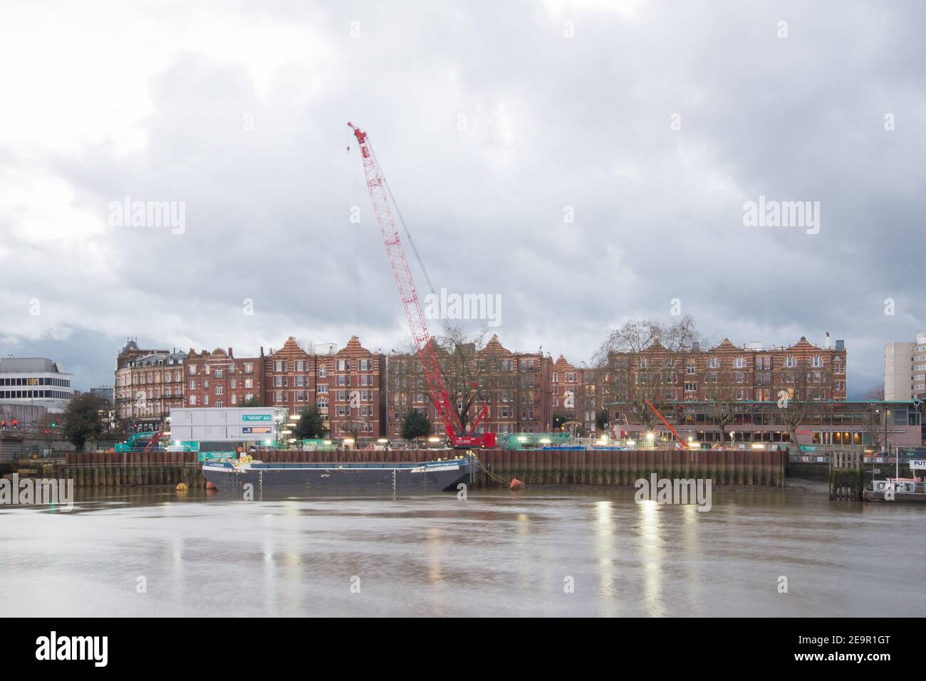 Tideway Construction Putney Embankment Foreshore Super Sewer Project Architecture édouardienne Kenilworth court, Lower Richmond Road, Londres SW15 Banque D'Images