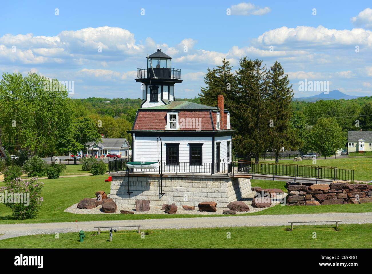 Colchester Reef Light était un phare ancien à Colchester point, dans le lac Champlain. Maintenant, il a été transféré à Shelburne, Vermont VT, États-Unis. Banque D'Images