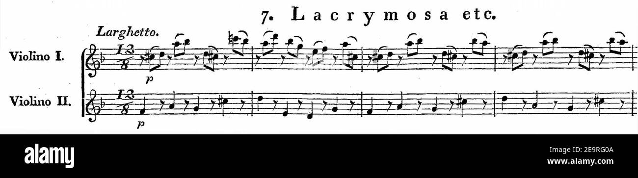 Mozart Lacrymosa Seufzer. Banque D'Images