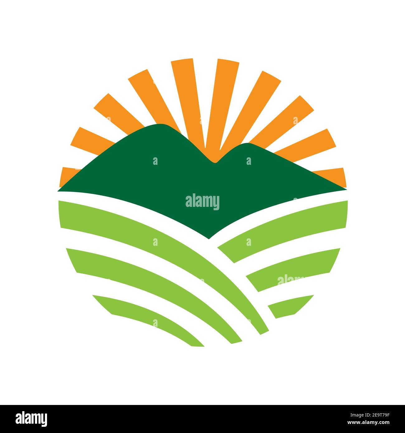 champ vert avec soleil pour votre vecteur de conception de logo de ferme illustrations Illustration de Vecteur