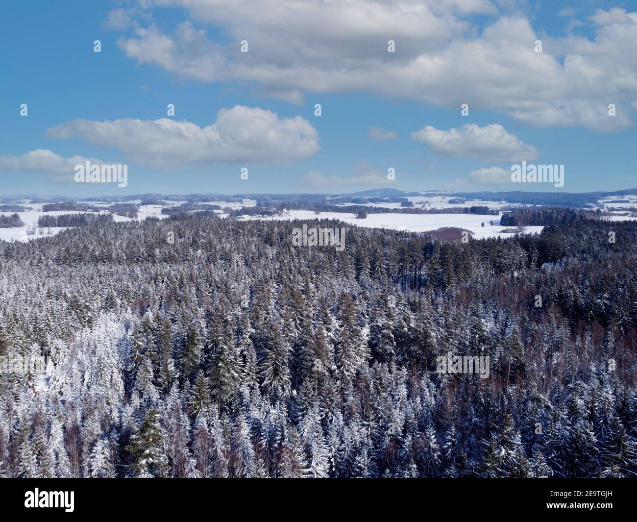 Paysage D Hiver En Allemagne Baviere En Janvier Avec Neige Et Soleil Photo Stock Alamy