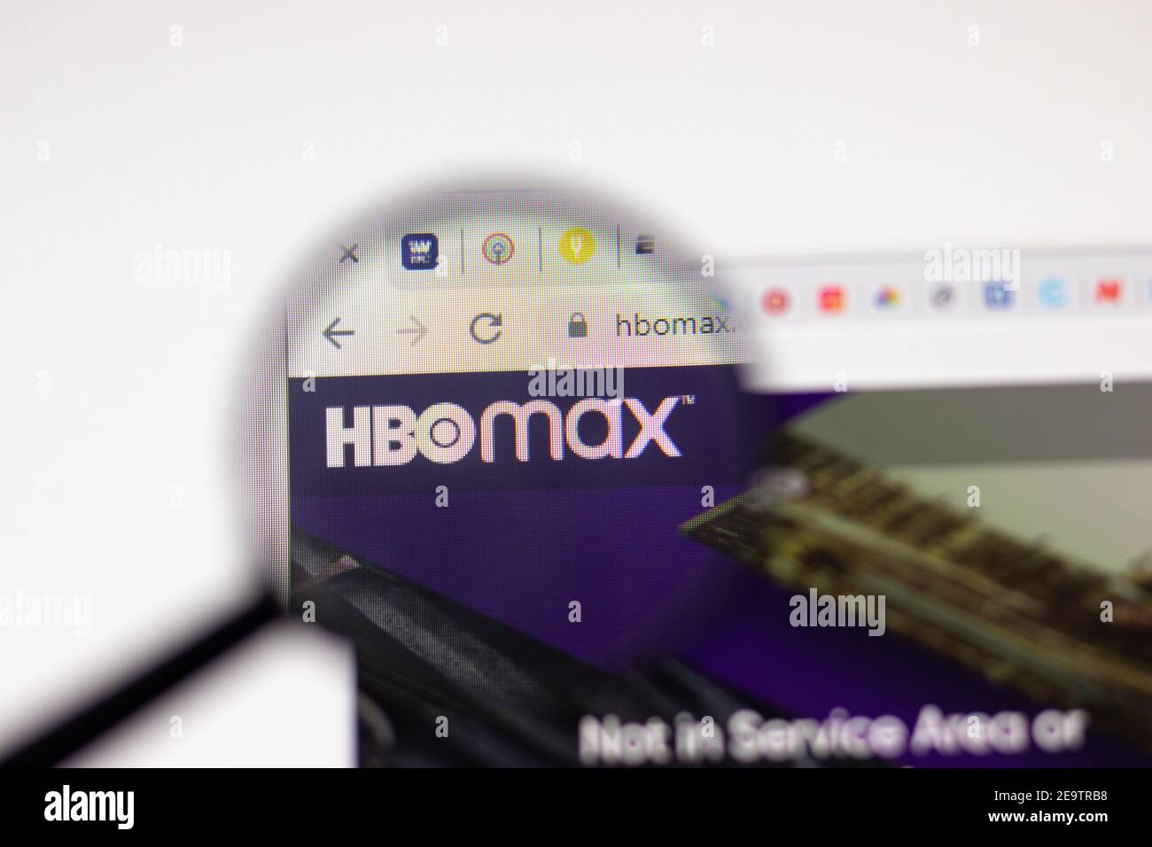 Los Angeles, Etats-Unis - 1 février 2021 : page du site Internet HBOmax de HBO. Hbomax.com logo sur l'écran, illustration Editorial Banque D'Images