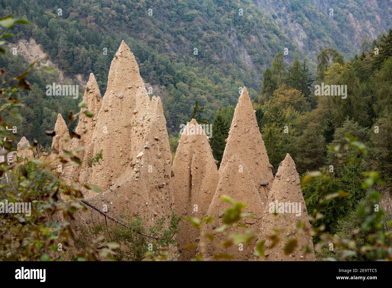 Pyramides de la terre naturelle près de Ritten-Lengmoos, Tyrol du Sud, Italie Banque D'Images