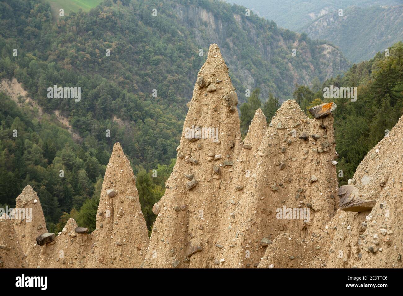 Pyramides de la terre naturelle près de Ritten-Lengmoos, Tyrol du Sud, Italie Banque D'Images