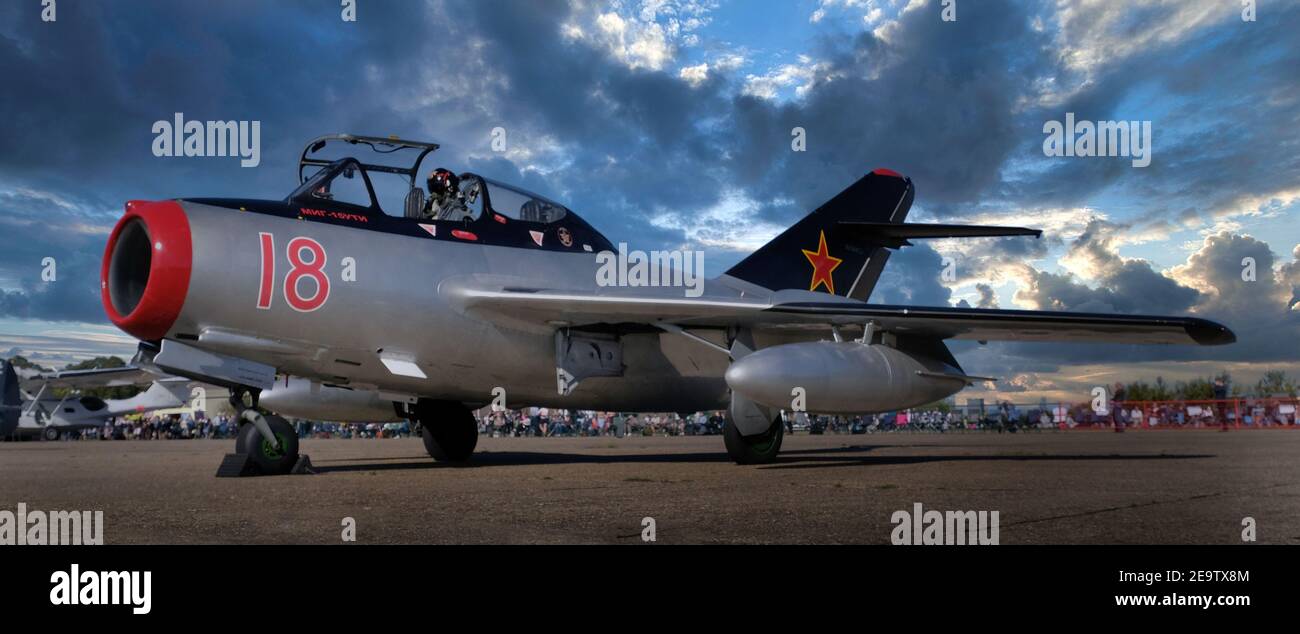 Le Mikoyan-Gurevich MIG-15 est un avion de chasse à réaction développé par Mikoyan-Gurevich pour l'Union soviétique. Banque D'Images