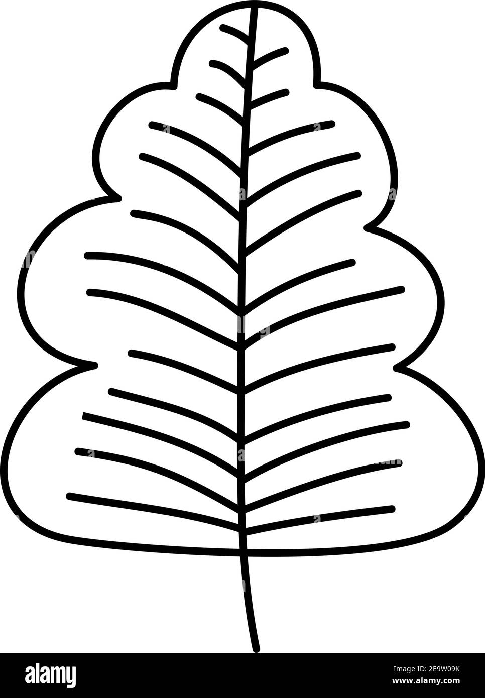 Icône de ligne vectorielle Spring Leaf Outline. Doodle Spring concept minimaliste style Illustration pour la conception de livre pour enfants ou web. Élément du logo de l'arbre Illustration de Vecteur