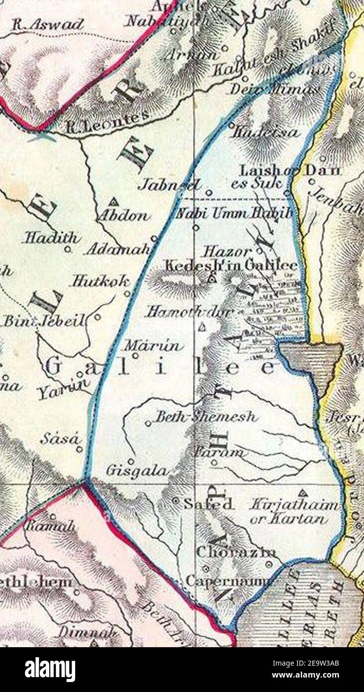 Naphtali. 1852 carte Philip de Palestine - Israël - Terre Sainte - Géographisme - Palestine-philip-1852. Banque D'Images