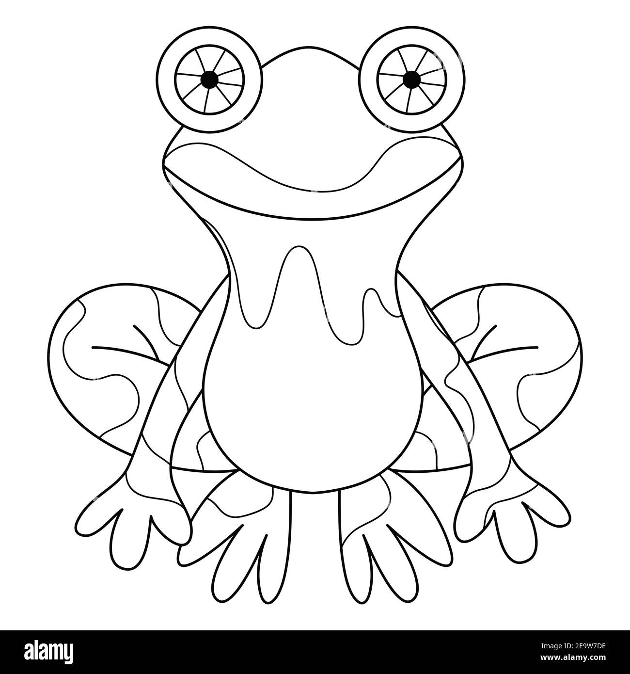 Une jolie image de grenouille de dessin animé pour une activité relaxante. Illustration de style art ligne pour l'impression. Illustration de Vecteur