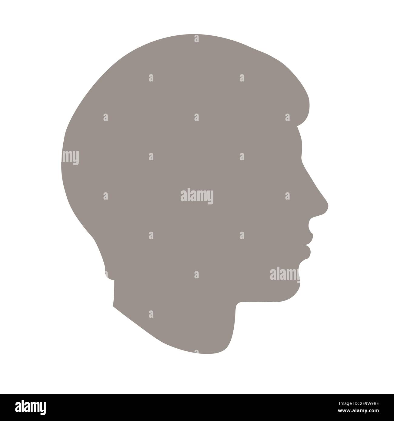 Modèle de tête humaine dessiné à la main dans la vue latérale. Mise en plan de silhouette vectorielle plate isolée sur fond blanc. SPE 8. Illustration de Vecteur