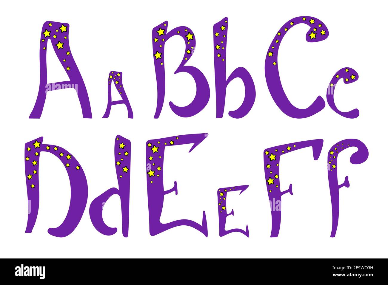 Alphabet magicien pour halloween - A, B, C, D, E F Illustration de Vecteur
