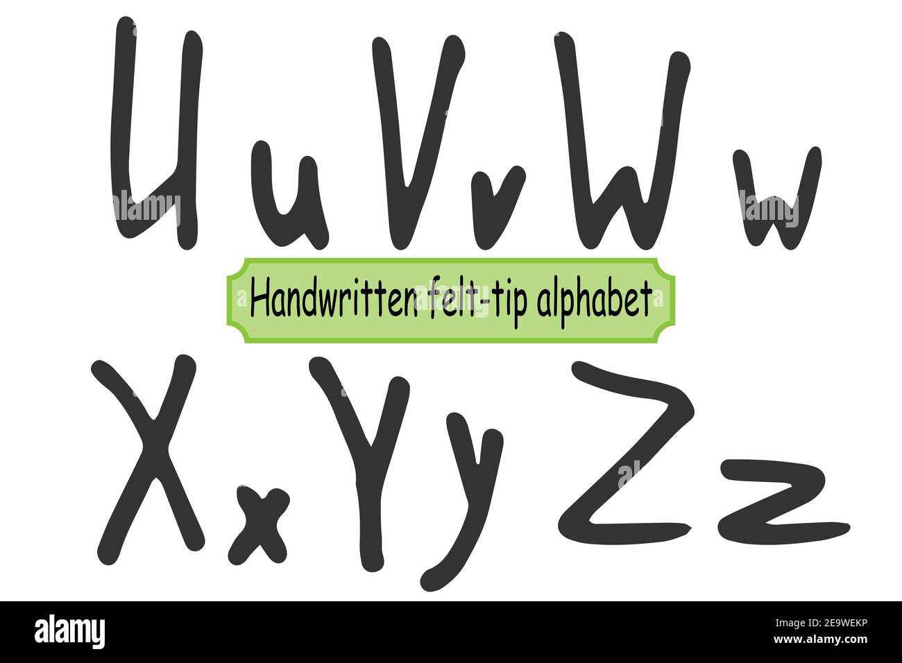 Alphabet manuscrit pour enfant - U, V, W, X, y, Z Illustration de Vecteur