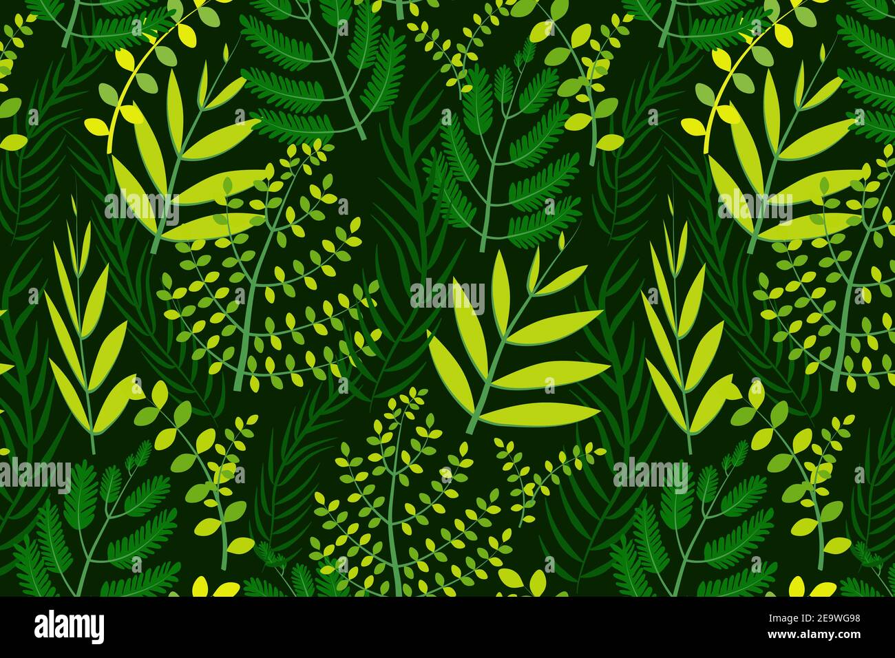 Feuilles tropicales vertes motif sans couture Illustration de Vecteur
