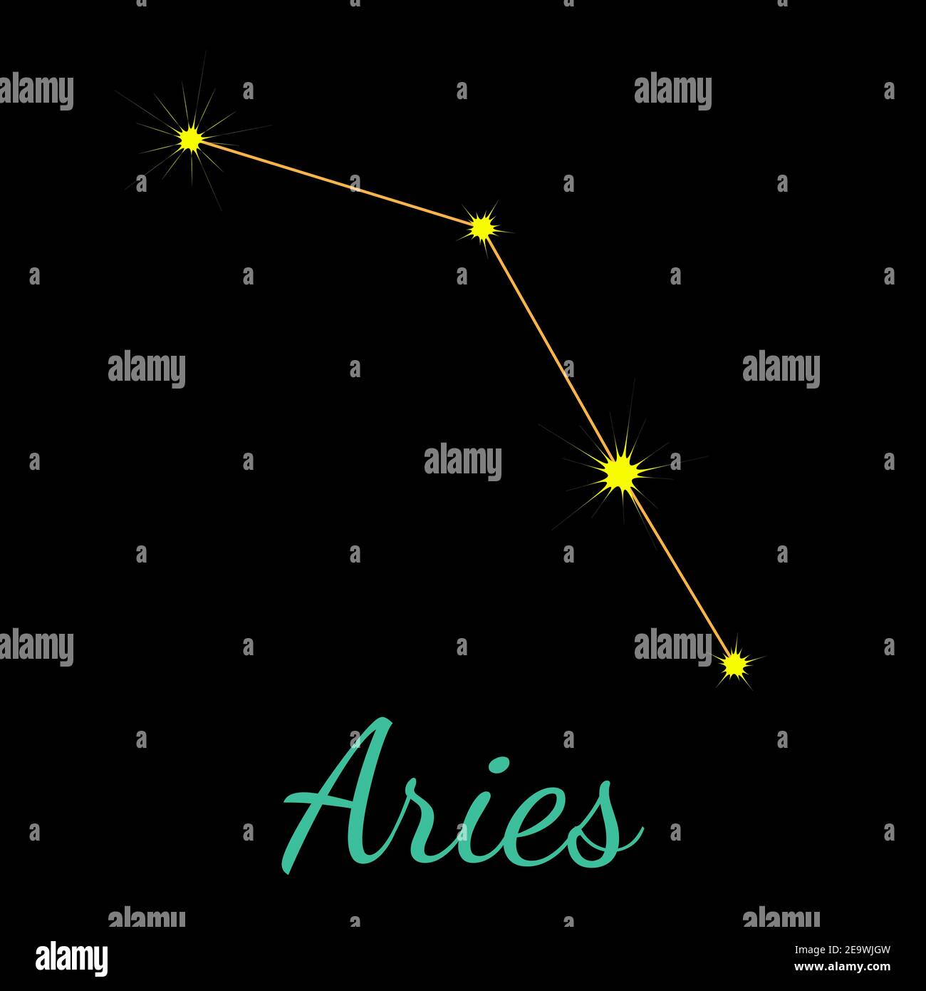 Constellation vectorielle Aries avec étoiles et nom. Illustration de Vecteur