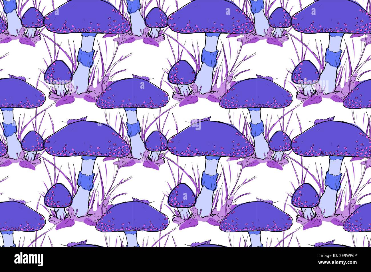 Motif champignon magique bleu fluo sans couture Illustration de Vecteur