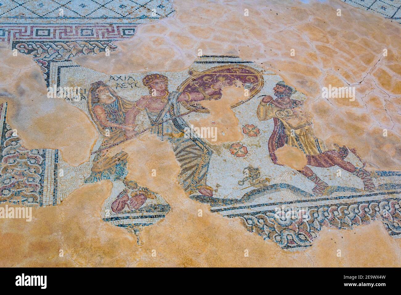 Mosaïques à la maison Gladioators de l'ancien Kourion sur Chypre Banque D'Images