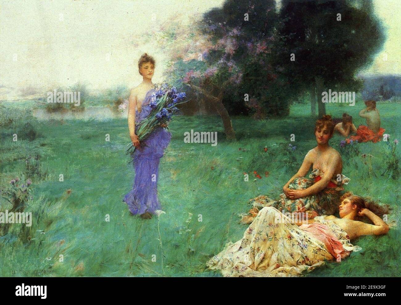 Été Idylll (Fleur de Luce) par Henry Siddons Mowbray. Banque D'Images